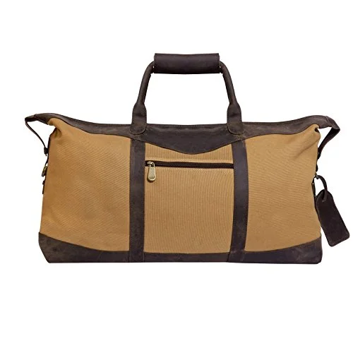 Duffel Bag gaming stuff-Canyon Outback Utah Canyon Collection 22 Inch Canvas And Leather Duffel Bag, Beige/Brown, One Size