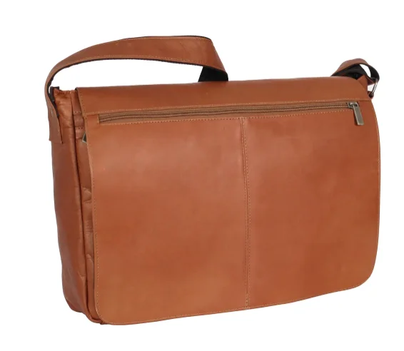 Messenger bag for long trips-David King & Co. 189 Leather East/West Full Flap Over Messenger Bag- $155