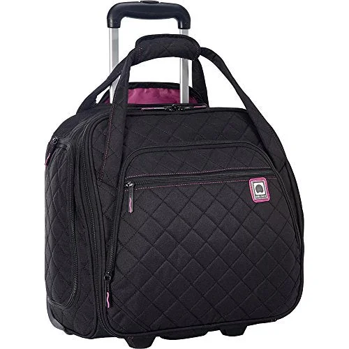 Delsey Quilted Rolling Underseat Tote- Exclusive (Black)