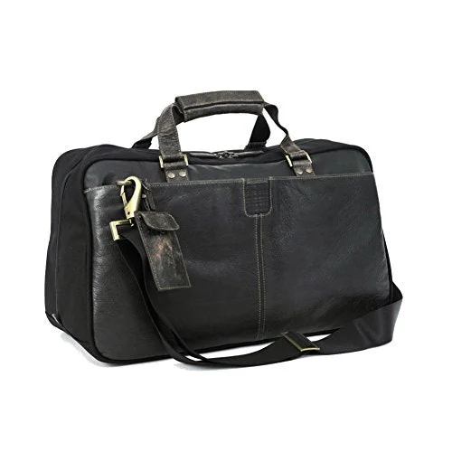 Duffel Bag 90s trend-Hendrix 19" Leather Weekender Duffel Color: Black With Green Plaid