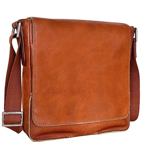 Messenger bag for tech travel-Hidesign Fred Leather Business Laptop Messenger Cross Body Bag, Tan