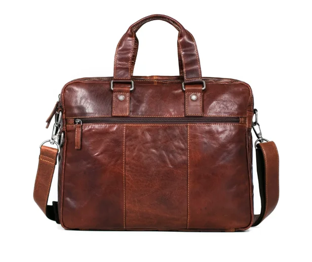 Briefcase for important files-Jack Georges Buffalo Leather Double Gusset Zippered Briefcase w/ Trolley Sleeve  7317