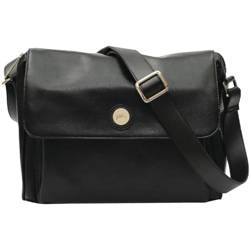 Messenger bag foldable leather-Jill.E Designs E-Go Tablet Messenger - Black Leather (373519)