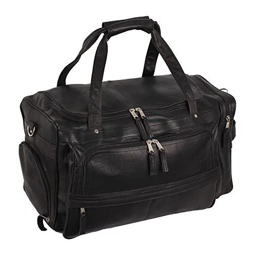 Duffel Bag subtle tones-Latico Leathers Berkeley Bag, Black, Easy Entry Travel Bag For All Occasions, Adjustable Duffel