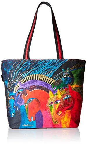 Laurel Burch Shoulder Tote Zipper Top, 19-Inch By 7-Inch By 15-Inch, Wild Horses Of Fire