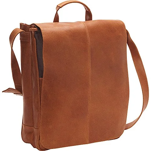 Messenger bag for urban adventures-Ledonne Distressed Leather Laptop Messenger Bag, Tan