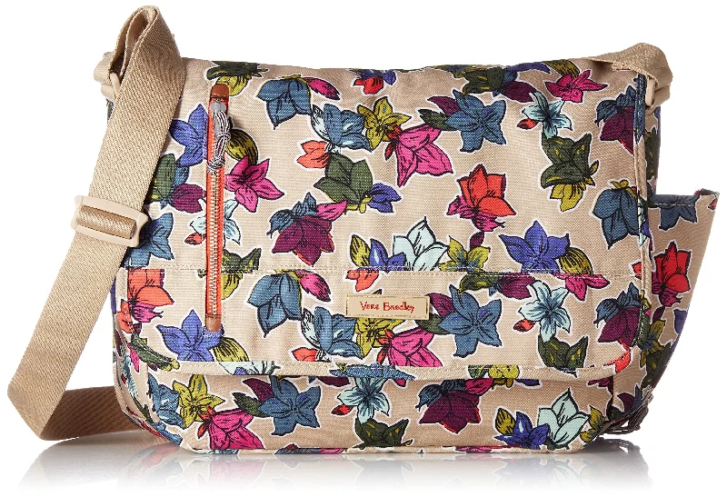 Messenger bag with comfy handles-Lighten Up Laptop Messenger Messenger Bag, Falling Flowers Neutral, One Size