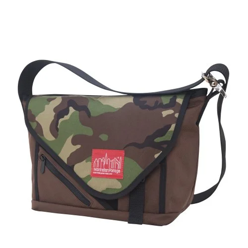 Messenger bag with top handle-Manhattan Portage Flat Iron Messenger Bag, Small, Dark Brown/Camo/Black