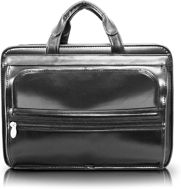 Briefcase for casual Fridays-McKlein USA P Series Elston 15.6 Inch Leather Double Compartment Laptop Case