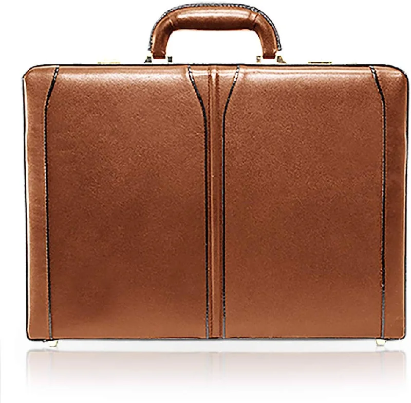 Briefcase with dual straps-McKlein, V Series, Turner, Top Grain Cowhide Leather, Leather 4.5" Expandable Attaché Briefcase, Brown (80484)