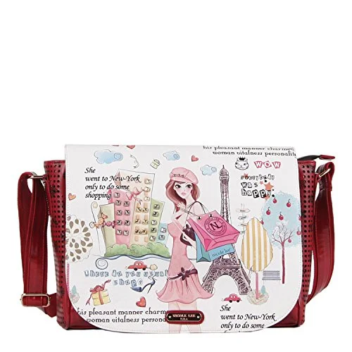 Messenger bag with side pockets-Nicole Lee Messenger Bag, Shopping Girl, One Size