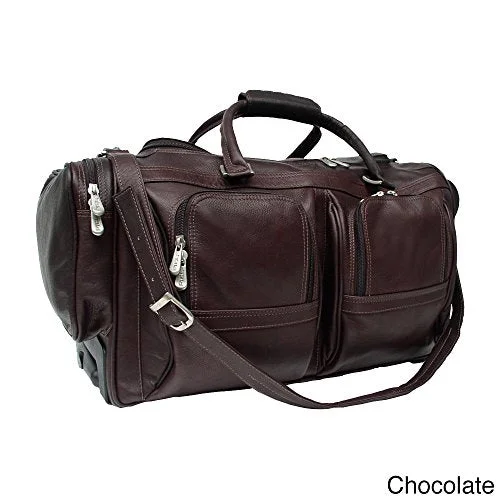 Duffel Bag tournament pack-Piel Leather Duffel With Pockets On Wheels, Chocolate, One Size