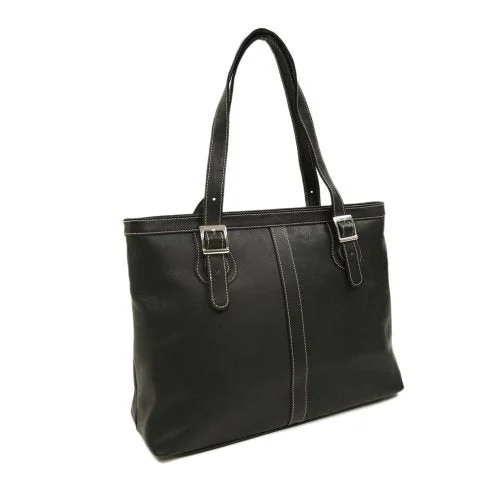 Piel Leather Ladies Laptop Tote, Black, One Size