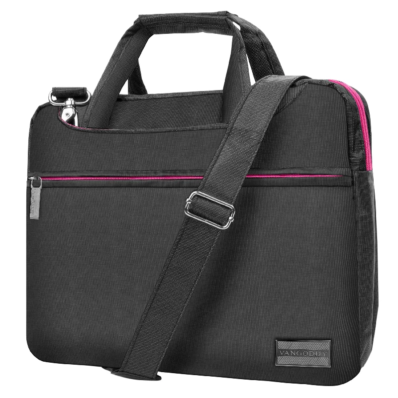 Messenger bag for city trips-Pink Slim 13.3 inch Laptop Messenger Bag for Google PixelBook Go, Pixel Slate, Pixel Book