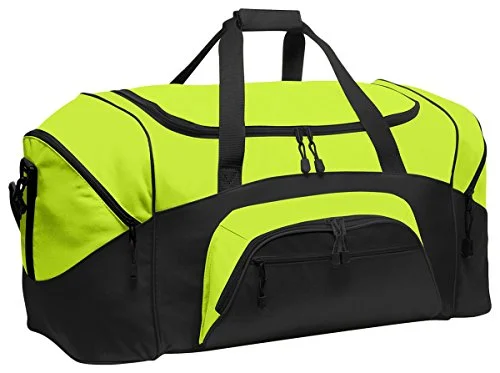 Duffel Bag Qatar modern-Port & Company Color Block Sport Zipper Duffel Bag_Safety Yellow/Black_Osfa