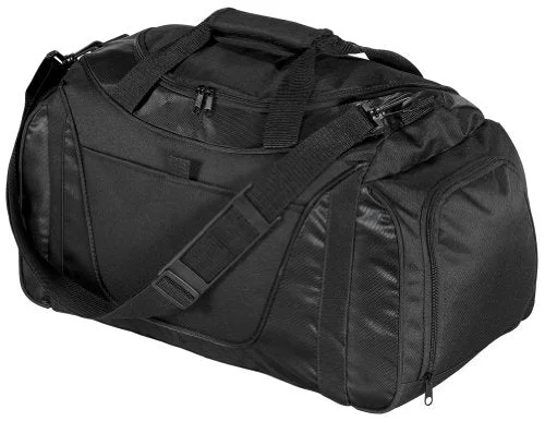 Duffel Bag tool storage-Port & Company Small Two-Tone Duffel, Black