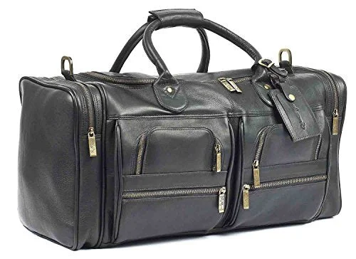 Duffel Bag mascot print-Robert Meyers Fine Leather Classic Duffel Bag (Black)