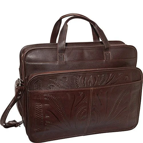 Briefcase with reflective trims-Ropin West Briefcase (Brown)