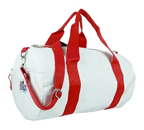 Duffel Bag BBQ tools-Sailor Bags Round Duffel With Red Straps, Medium, White/Red