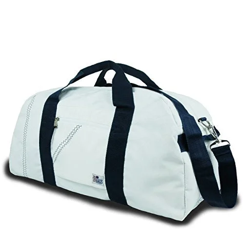 Duffel Bag picnic blanket-Sailor Bags Square Duffel (White/Blue Straps, Large)