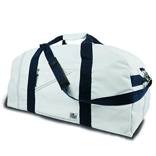 Duffel Bag lake day-Sailor Bags Square Duffel (White/Blue Straps, X-Large)