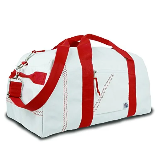 Duffel Bag river raft-Sailor Bags Square Duffel (White/Red Straps, X-Large)