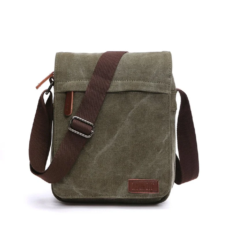 Messenger bag durable straps-Sechunk Small Vintage Canvas Messenger Cross body bag Shoulder bag (m_Green, middle)