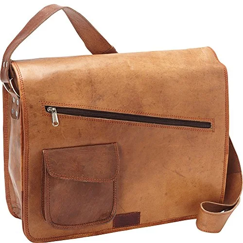 Messenger bag durable leather-Sharo Leather Bags Computer Messenger Bag (Brown)