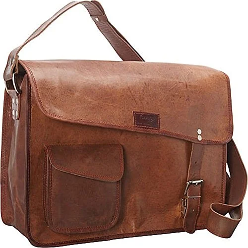 Messenger bag portable design-Sharo Leather Bags Computer Messenger Bag (Dark Brown)