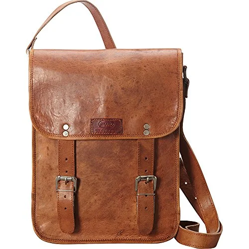 Messenger bag with comfy grip-Sharo Leather Bags Cross Body Messenger Bag (Brown)