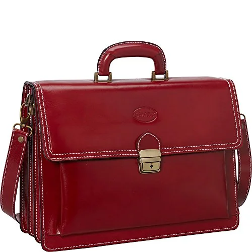 Messenger bag for fast jaunts-Sharo Leather Bags Italian Leather Computer Brief And Messenger Bag (Apple Red)