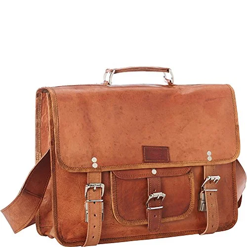 Messenger bag with extra compartments-Sharo Leather Bags Leather Messenger And Brief Bag (Brown)