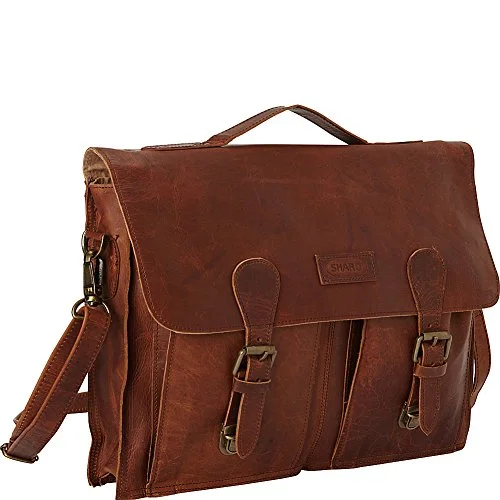 Messenger bag with strong straps-Sharo Leather Bags Soft Leather Laptop Messenger Bag And Brief (Dark Brown)