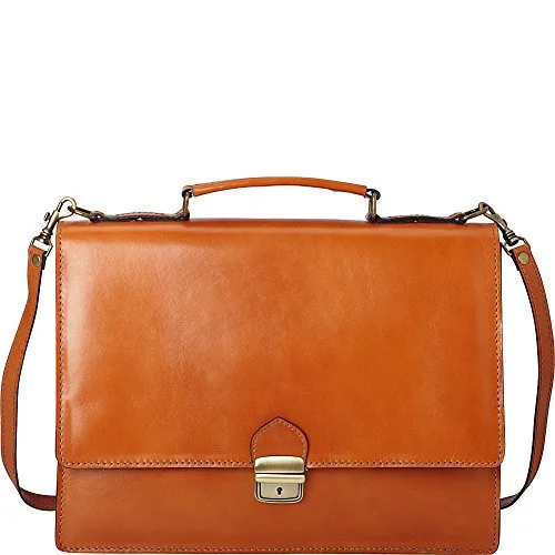 Messenger bag for work needs-Sharo Leather Bags Thin Style Italian Leather Brief And Messenger Bag (Apricot)