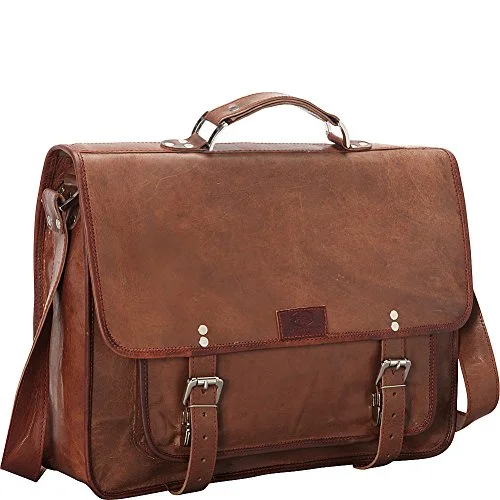 Messenger bag cool leather-Sharo Leather Bags Wide Laptop Messenger And Brief Bag (Brown)