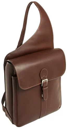 Messenger bag for daily essentials-Siamod Sabotino 25414 Cognac Leather Vertical Messenger Bag