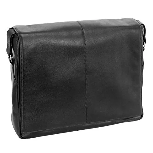 Messenger bag with padded grip-Siamod San Francesco 45355 Black Leather Messenger Bag