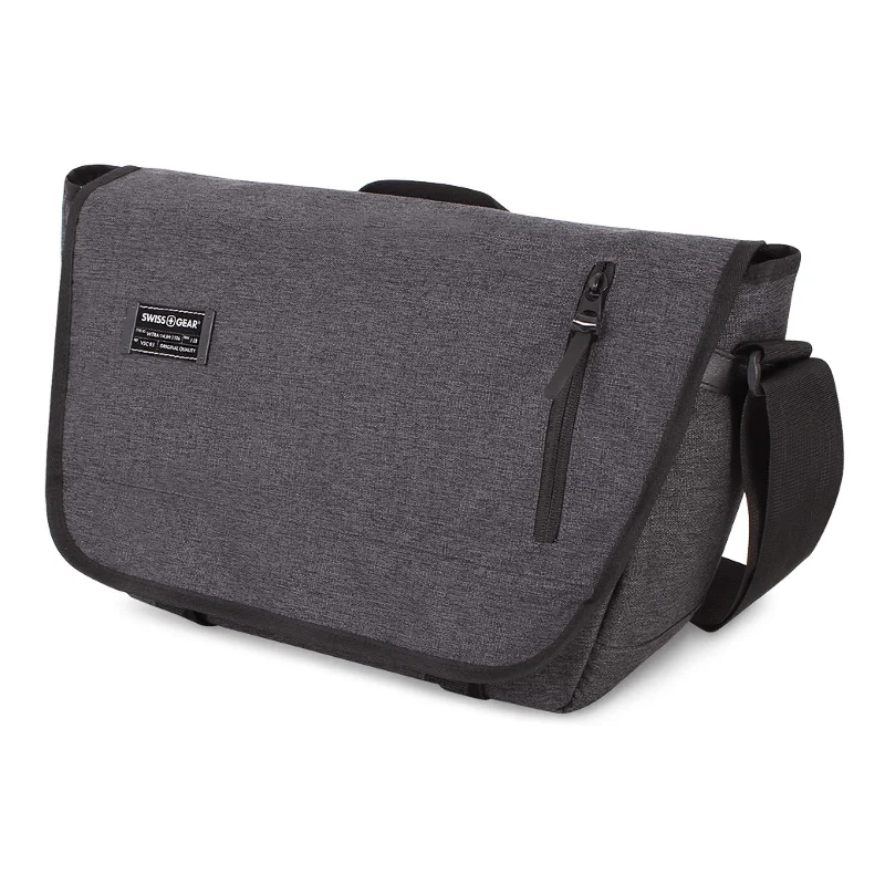 Messenger bag with comfy grip-SWISSGEAR Multi-Functional 13-inch Laptop Messenger Bag | Travel, Work, School | Men's and Women's - Heather Gray