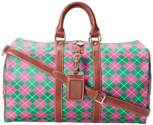 Duffel Bag marathon run-Sydney Love Argyle Small Duffel Carry On,Pink/Green,One Size