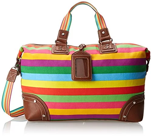 Sydney Love Canvas Stripe Overnight Bag Travel Tote,Multi,One Size