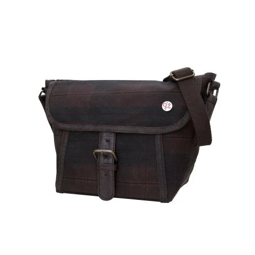 Messenger bag with firm leather-Token Bags Waxed Lincoln Messenger, Plaid, One Size