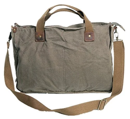 Messenger bag with extra zippers-Vagabond Traveler 15" Canvas Messenger Casual Bag With Lift Handle C34.Grn