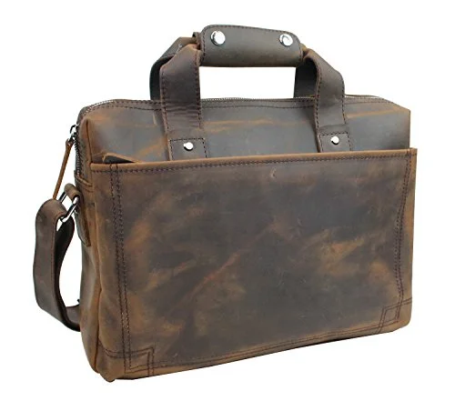 Messenger bag for office essentials-Vagabond Traveler 15" Classic Fine Leather Messenger Bag Daily Bag L29. Vintage Brown.