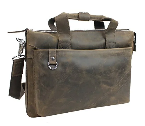 Messenger bag durable leather-Vagabond Traveler 15" Cowhide Oil Tanned Leather Messenger Bag L12. Distress