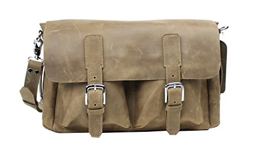 Messenger bag with strong stitching-Vagabond Traveler Casual Leather Messenger Bag L51. Distress