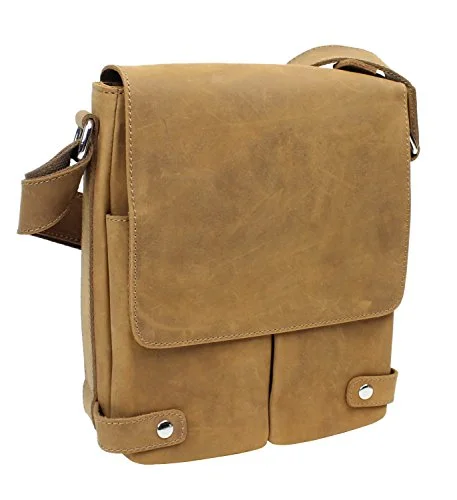 Messenger bag for tech gadgets-Vagabond Traveler Full Grain Leather Messenger Bag L79. Brown