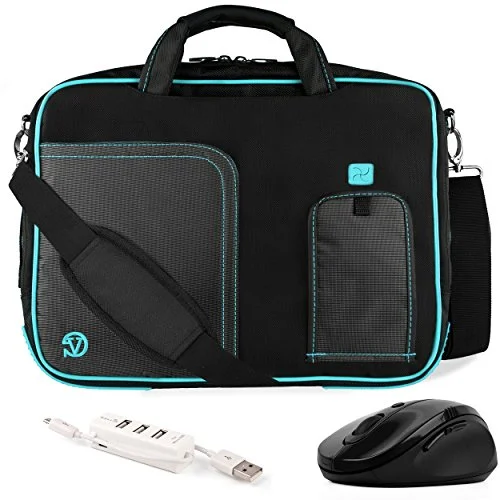 Messenger bag for city adventures-Vangoddy Pindar Aqua Blue Messenger Bag W/ Usb Hub And Wireless Mouse For Asus Transformer Book /