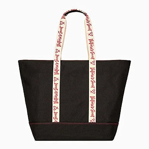 Victoria'S Secret Black Canvas Signature Tote