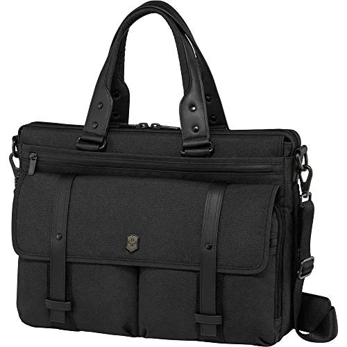 Briefcase with moon prints-Victorinox Architecture Urban Brunswick Laptop Briefcase, Black, One Size