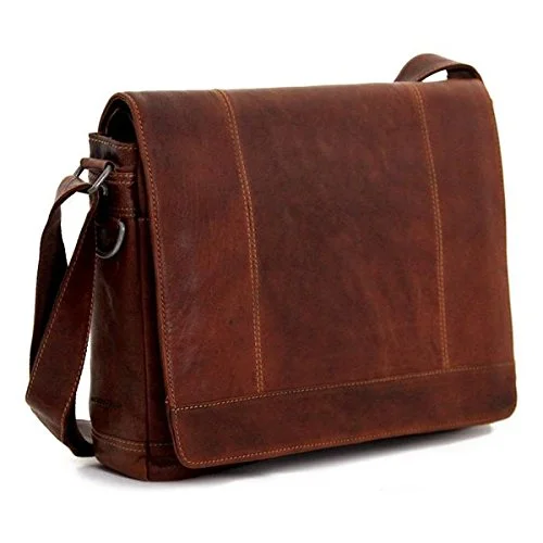 Messenger bag with hidden pockets-Voyager Full Size Messenger Bag Color: Brown